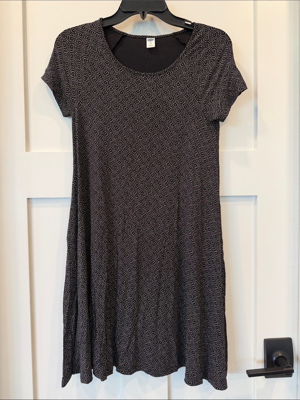 Old Navy Black Patterned Mini Swing Dress